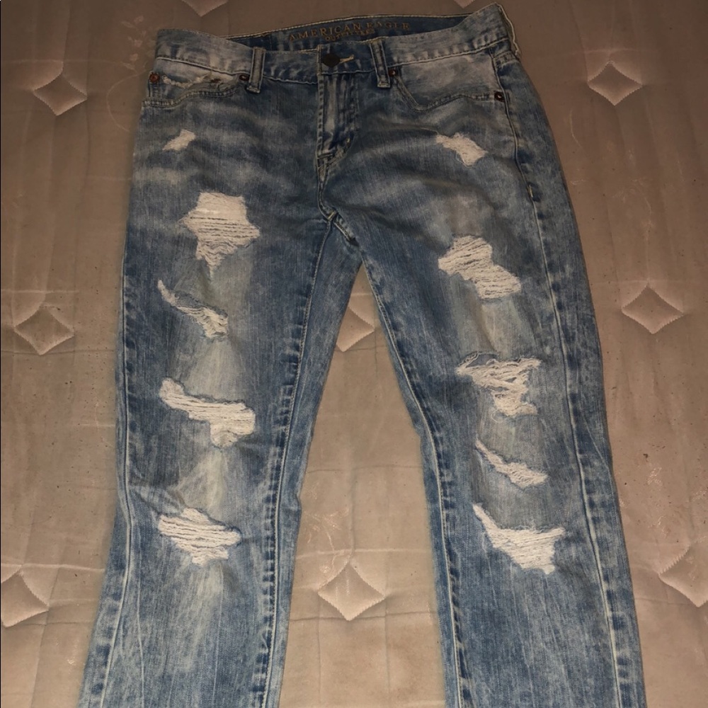 Blue jeans with rips